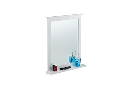 Miroir Relaxdays Miroir mural tablette glace décorative rectangulaire, chambre, salle de bains, bambou, hlp 68x56x10 cm, blanc
