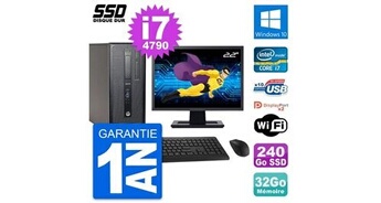 Pc tour elitedesk 800 g1 ecran 22" i7-4790 ram 32go ssd 240go windows 10 wifi