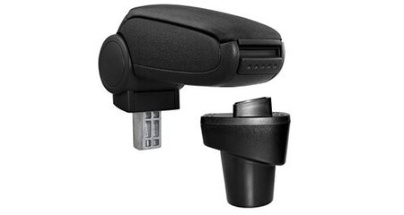 Accoudoir Central Similicuir Noir Couture Rouge – Compatible Citroën C1 II Et Peugeot 108 (2014-2018) – Avec Compartiment Rangement – Montage Facile
