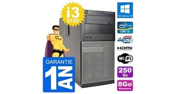 Pc tour optiplex 390 mt i3-2120 ram 8go disque 250go hdmi windows 10 wifi