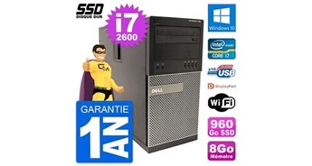 Pc tour optiplex 790 mt intel i7-2600 ram 8go ssd 960go windows 10 wifi