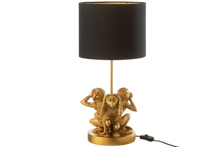 Lampe à poser Jolipa Lampe Singes de la sagesse en résine dorée 53 cm