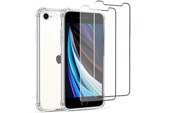 Coque pour iPhone SE 2020 Antichoc Silicone + 2 Vitres en verre trempé []