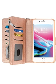 Etui iPhone 6 Plus/6S Plus/7 Plus/8 Plus Portefeuille Coque Amovible - Rose Gold