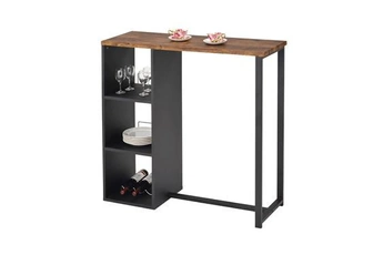 table haute vente-unique meuble de bar morena - métal & mdf - plateau effet noyer