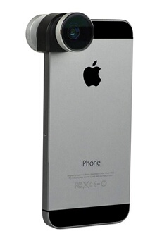 4-IN-1 LENS + QUICK FLIP CASE pour iPhone 5/5S/SE Gris/Noir