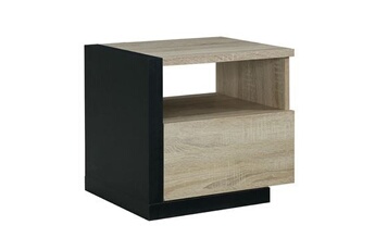 table de chevet vente-unique table de chevet scandinave - 1 tiroir et 1 niche - naturel et noir - napoli