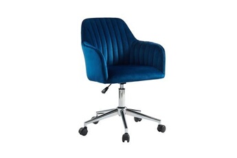 fauteuil de bureau vente-unique chaise de bureau - velours - bleu - hauteur réglable - eleana