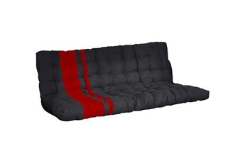 futon vente-unique futon 135 x 190 cm spécial banquette-lit ép.10cm - noir et rouge - modulo