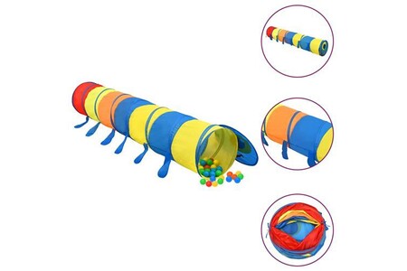 Tente vidaXL Tunnel de jeu pour enfants avec 250 balles Multicolore 245 cm