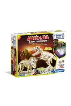 autres jeux créatifs clementoni jeu archéo-ludic t-rex et tricératops, fluorescent