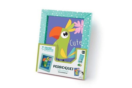 Peinture enfant Graine Creative kit cadre 2 cartes pompons perroquet
