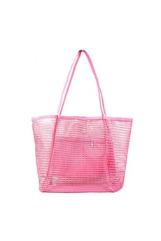 sac de plage generique sac de plage en maille grand sac à bandoulière avec poche intérieure zippée rose pour voyage quotidien piscine gym pique-nique sac de courses léger