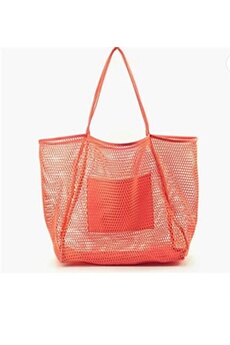 sac de plage generique sac de plage en maille grand sac à bandoulière avec poche intérieure zippée rouge pour voyage quotidien piscine gym pique-nique sac de courses léger