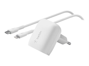 Belkin Blanc Boost Charge - Adaptateur Secteur - 20 Watt - Fast Charge, Power Delivery 3.1 (Usb-C) - Sur Le Câble : Lightning