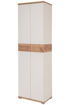 armoire-penderie panneau de particules melamine coloris blanc mat decor chêne - longueur 59 x profondeur 40 x hauteur 199 cm - -