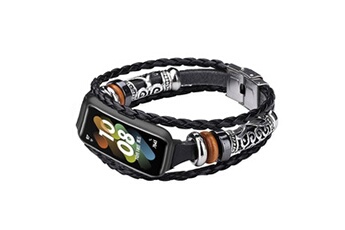 accessoires bracelet et montre connectée generique bracelet en perles tressées style ethnique, perlé, rétro pour votre huawei band 7 - noir
