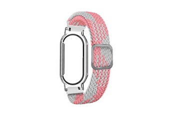 accessoires bracelet et montre connectée generique bracelet en nylon élastique, 3 en 1, tressé pour votre xiaomi mi band 7/7 nfc - blanc rose/transparent