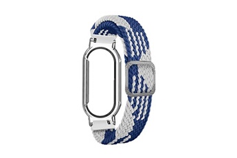 accessoires bracelet et montre connectée generique bracelet en nylon élastique, 3 en 1, tressé pour votre xiaomi mi band 7/7 nfc - bleu blanc/transparent
