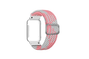 accessoires bracelet et montre connectée generique bracelet en nylon élastique tressé pour votre xiaomi mi band 7 pro - blanc rose/blanc