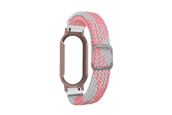 accessoires bracelet et montre connectée generique bracelet en nylon élastique, 3 en 1, tressé pour votre xiaomi mi band 7/7 nfc - blanc rose/rose