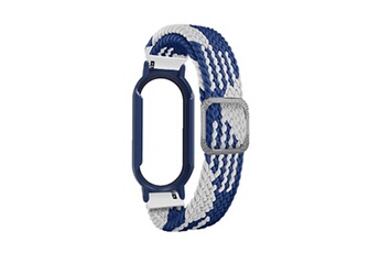 accessoires bracelet et montre connectée generique bracelet en nylon élastique, 3 en 1, tressé pour votre xiaomi mi band 7/7 nfc - bleu blanc/bleu