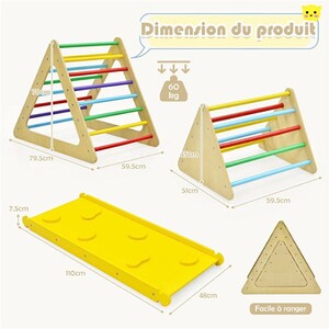COSTWAY Triangle d'Escalade 3 en 1 : Grimper et Glisser pour Enfants, 2 COSTWAY Triangle d'Escalade 3 en 1 : Grimper et Glisser pour Enfants, 2