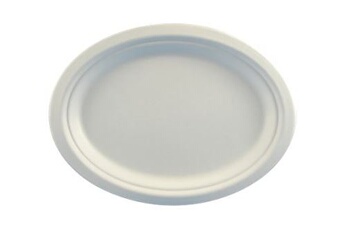 vaisselle papstar pure - assiette - taille 26 x 20 cm - hauteur 2 cm - ovale - jetable - blanc (pack de 50)