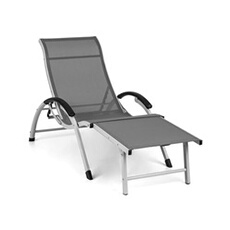 Chaise longue de jardin - blumfeldt Sunnyvale - Transat - 4 positions - Bain de soleil - Aluminium - Toile de polyester - Gris