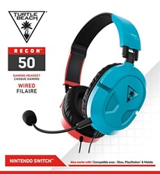 Casque pour console gaming filaire Recon 50N pour Nintendo Switch Rouge et Bleu