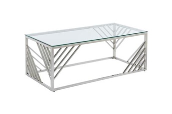 table basse pascal morabito table basse en verre trempé et acier inoxydable - chromé - simato de