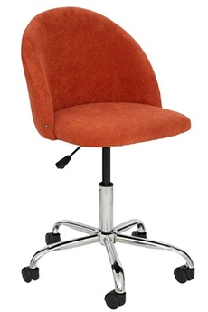 chaise de bureau en velours coloris rose terracotta avec pieds en metal - longueur 54 x profondeur 57.5 x hauteur 77-89 cm --