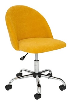 chaise visiteur et de réunion pegane chaise de bureau en velours coloris jaune ocre avec pieds en metal - longueur 54 x profondeur 57.5 x hauteur 77-89 cm --