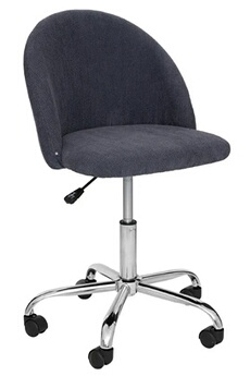 chaise visiteur et de réunion pegane chaise de bureau en velours coloris gris fonce avec pieds en metal - longueur 54 x profondeur 57.5 x hauteur 77-89 cm --