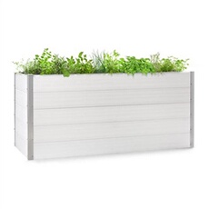 Jardinière surélevée - Nova Grow - Carré de potager - 195x91x100cm - Plate-bande surélevée - WPC aspect bois - Blanc - avec Protection Contre Les UV