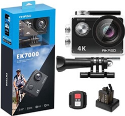 Caméra Sport EK7000 SE 4K 30fps 20MP WiFi Camera 4k Etanche jusqu'à 30M avec Stabilisation Ultra HD Kits d'Accessoires - Noir