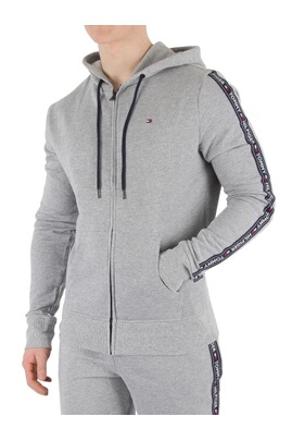 Pull, gilet, et polaire sportswear Tommy Hilfiger Homme Sweat à capuche  zippé avec logo, Gris