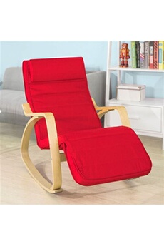 fauteuil de relaxation sobuy fst16-r rocking chair, fauteuil à bascule avec repose-pieds fauteuil berçante