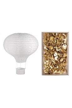 autres luminaires generique lampion montgolfière papier & métal ø 30 x 40 cm + 150 punaises dorées