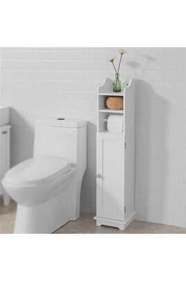 Meuble de toilette SoBuy ® FRG177-W Support Papier Toilette Armoire  Toilettes Porte Brosse WC Meuble de Salle de Bain Sur Pied en Bois – Blanc