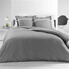 Douceur D'Intérieur Parure 3 Pièces Satinea Anthracite/Blanc 240×220 Cm – Percale De Coton OEKO-TEX