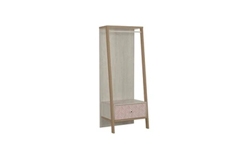 armoire enfant portant à vêtements 1 tiroir en bois imitation chêne blanchi - po5058