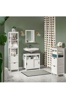 meuble de salle de bain sobuy frg126-w meuble colonne de salle de bain armoire toilette haute