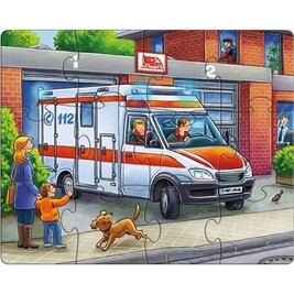 Mamabrum Puzzle En Bois Moyens De Transport - 9 Véhicules (Voiture, Camion Pompier, Ambulance, Train…) - Jouet Éducatif Dès 18 Mois