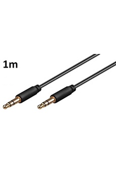 Cable 1m pour XIAOMI Redmi Note 5 Voiture Musique Audio Double Jack Male 3.5 mm NOIR