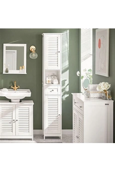 meuble de salle de bain sobuy frg236-w meuble colonne de salle de bain armoire haute meuble rangement