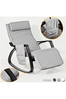 fauteuil de relaxation sobuy fst20-hg fauteuil à bascule berçante relax avec pochette latérale amovible