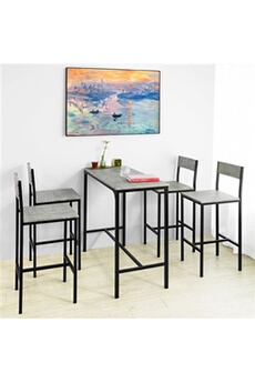 ensemble table et chaises sobuy ogt14-hg set de table haute + 4 chaises de bar ensemble table de bar + 4 tabourets