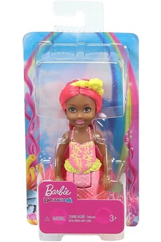 Barbie Dreamtopia Chelsea Poupée fille sirène métisse avec cheveux corail et queue 16,5 cm