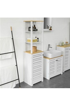 meuble de salle de bain sobuy bzr43-w meuble colonne de salle de bain armoire haute meuble de rangement